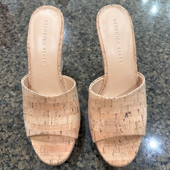 NWOT Veronica Beard Tan Cork Wedge Sandals Women's 8.5 - Picture 4 of 6